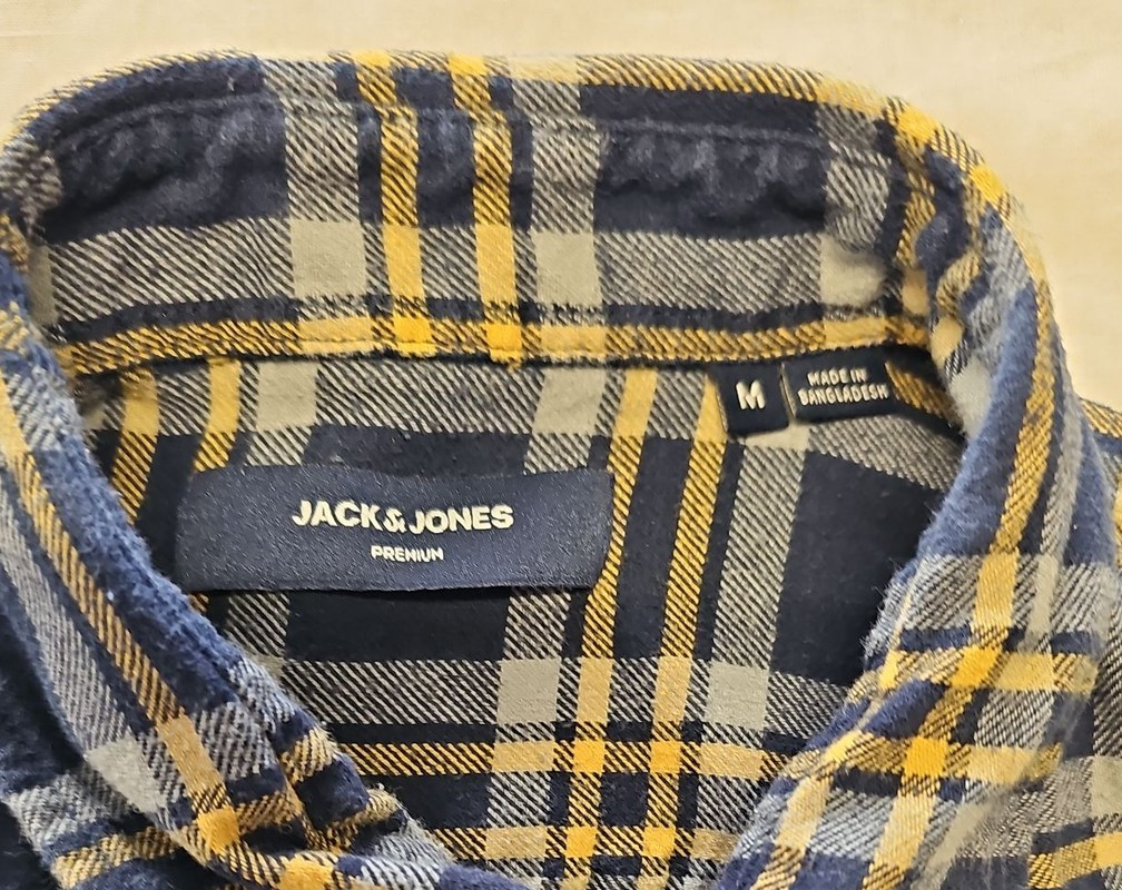 Jack & Jones Premium Plaid Flannel Shirt - Navy & Yellow A11 1312 - Image 9