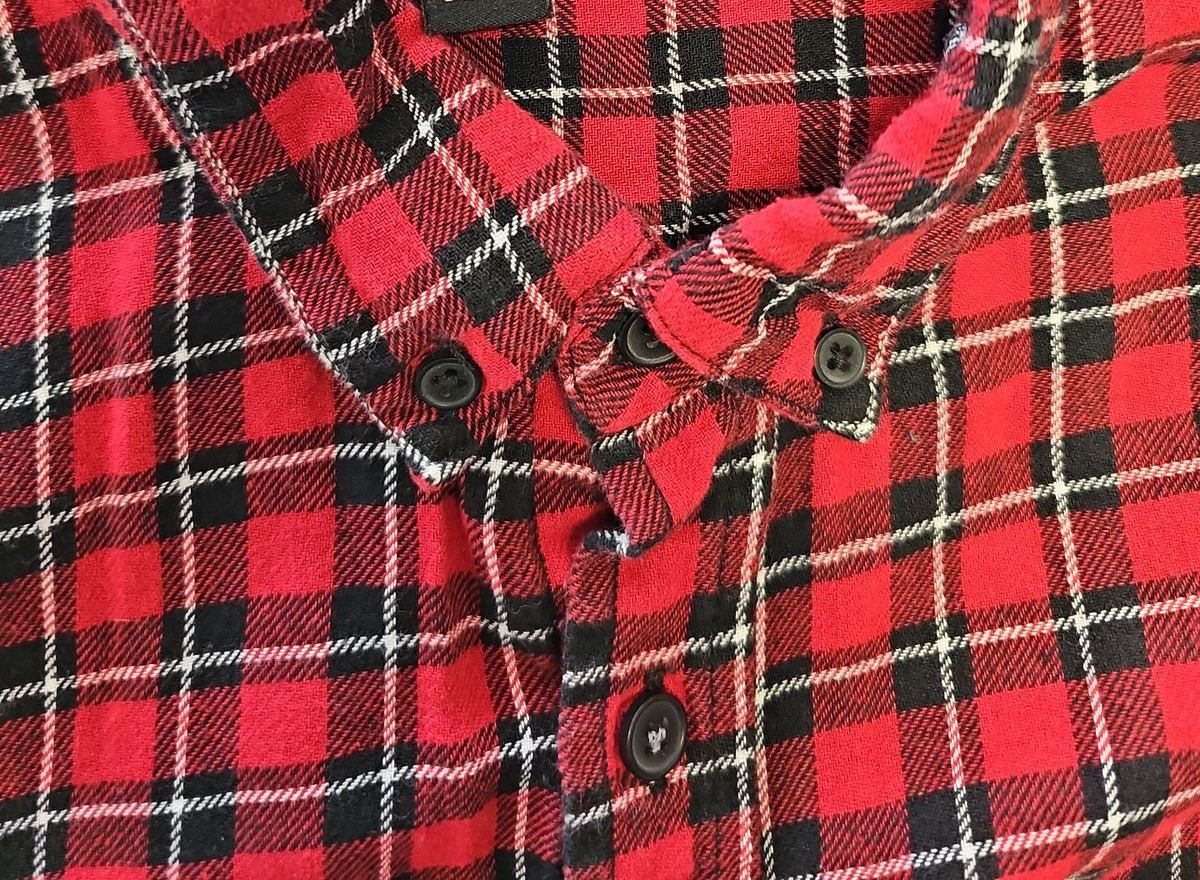 New Look Men's Red Buffalo Plaid Flannel Shirt A11 1313 - Image 10