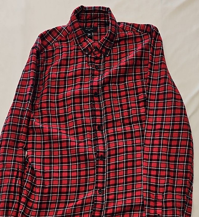 New Look Men's Red Buffalo Plaid Flannel Shirt A11 1313 - Image 7