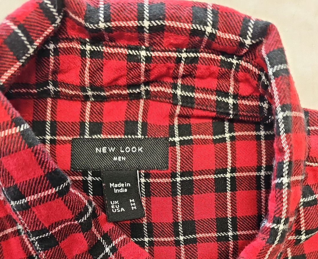 New Look Men's Red Buffalo Plaid Flannel Shirt A11 1313 - Image 9