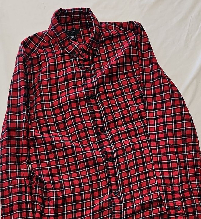 New Look Men's Red Buffalo Plaid Flannel Shirt A11 1313 - Image 11