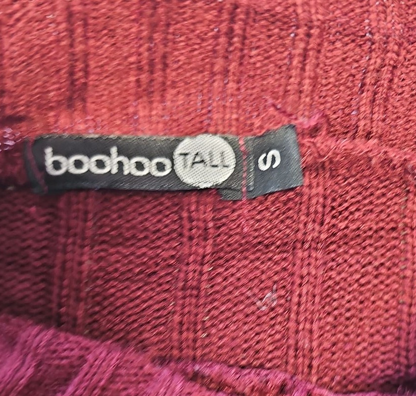 Boohoo Tall Burgundy Ribbed Mock Neck Cropped Jumper A11 1307 - Image 9