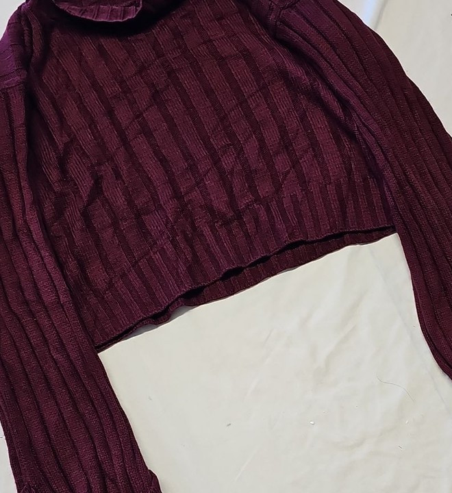 Boohoo Tall Burgundy Ribbed Mock Neck Cropped Jumper A11 1307 - Image 12