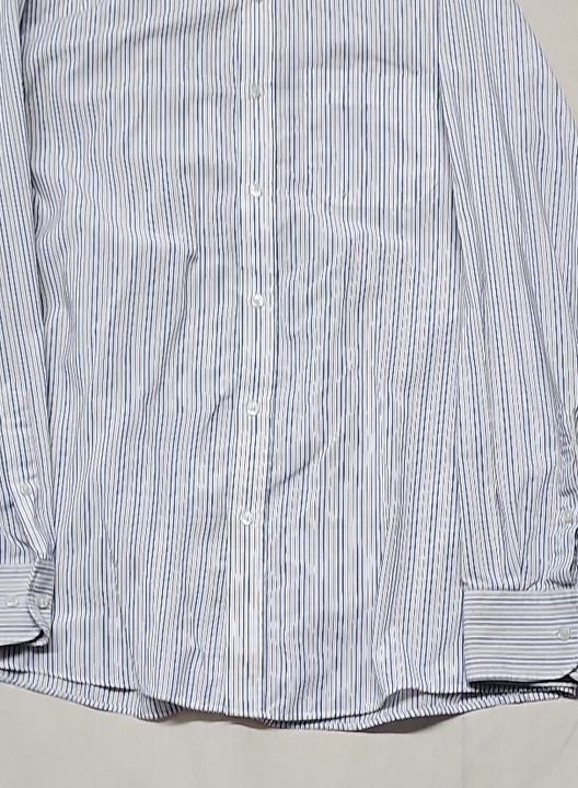 Thomas Nash Blue & White Pinstripe Easy Care Dress Shirt A9 1334 - Image 8