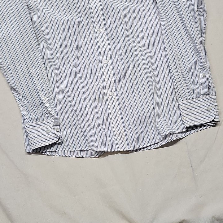 Thomas Nash Blue & White Pinstripe Easy Care Dress Shirt A9 1334 - Image 12