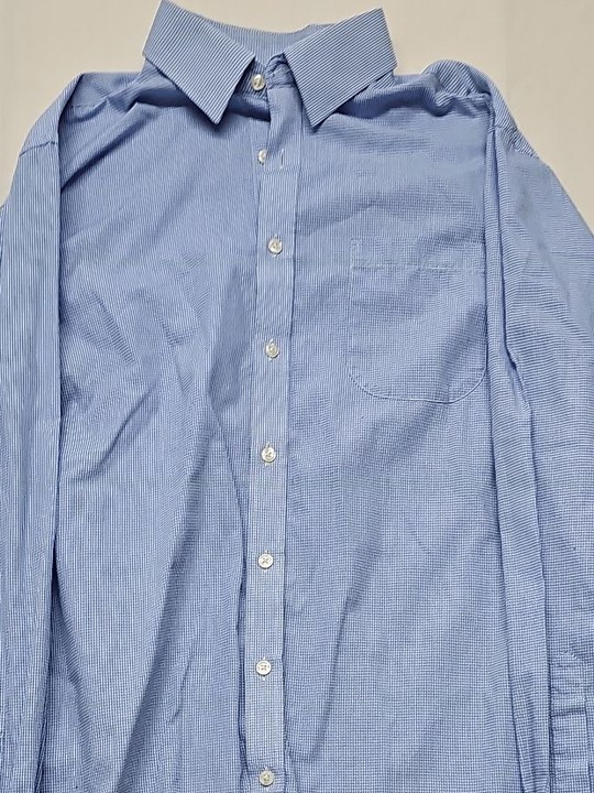Marks & Spencer Collection Blue Gingham Regular Fit Shirt A9 1335 - Image 7
