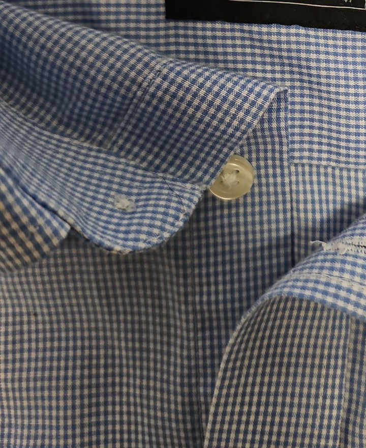Marks & Spencer Collection Blue Gingham Regular Fit Shirt A9 1335 - Image 10