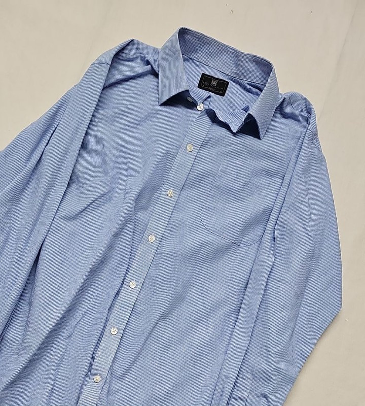 Marks & Spencer Collection Blue Gingham Regular Fit Shirt A9 1335 - Image 11