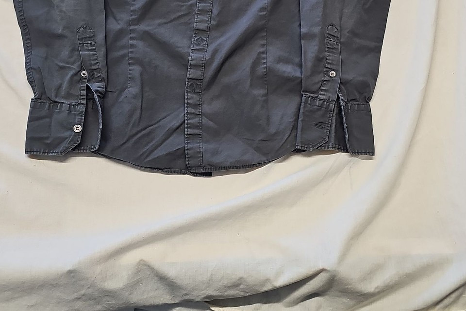 Men's Slim Fit Charcoal Grey Military Style Long Sleeve Shirt A12 1353 - Image 8