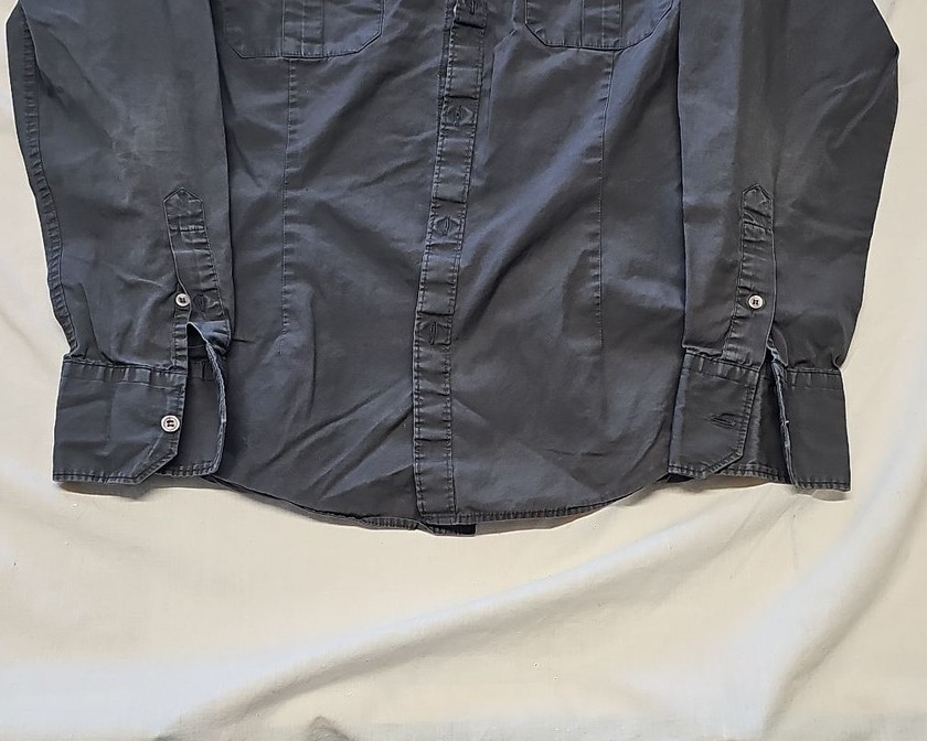Men's Slim Fit Charcoal Grey Military Style Long Sleeve Shirt A12 1353 - Image 10