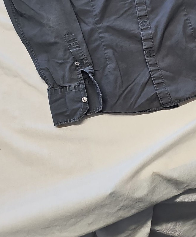Men's Slim Fit Charcoal Grey Military Style Long Sleeve Shirt A12 1353 - Image 12