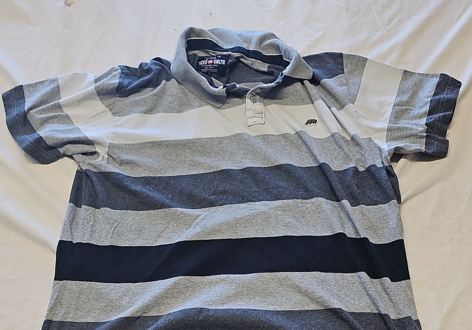 Vintage Ecko Unltd Striped Polo Shirt - Grey & Navy Streetwear A9 1342 - Image 7
