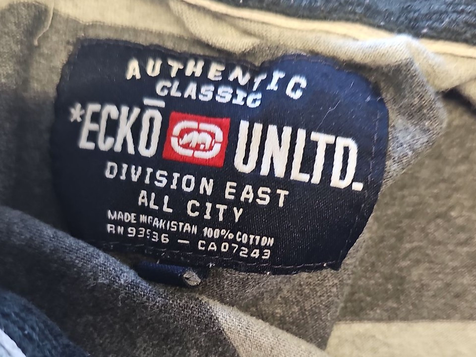 Vintage Ecko Unltd Striped Polo Shirt - Grey & Navy Streetwear A9 1342 - Image 9