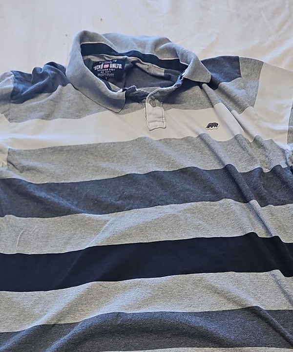 Vintage Ecko Unltd Striped Polo Shirt - Grey & Navy Streetwear A9 1342 - Image 11
