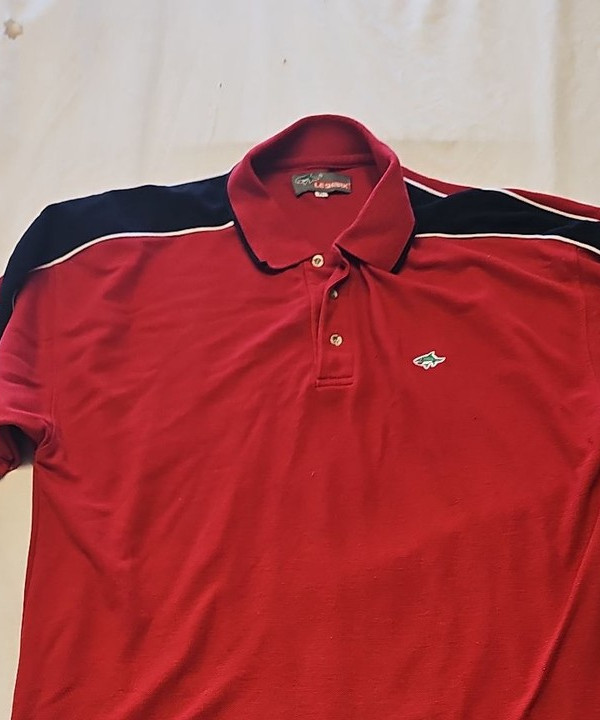 Le Shark Men's Vintage Red Polo Shirt with Navy Contrast Paneling A9 1343 - Image 7