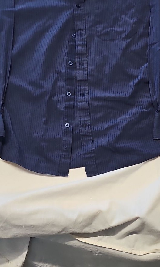 F&F Signature Navy Pinstripe Formal Shirt A12 1354 - Image 8