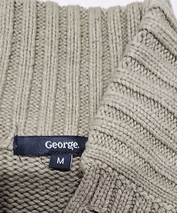 George Men's Sage Green Ribbed Mock Neck Button Jumper A14 1374 - Image 8