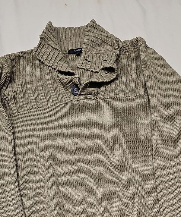 George Men's Sage Green Ribbed Mock Neck Button Jumper A14 1374 - Image 10