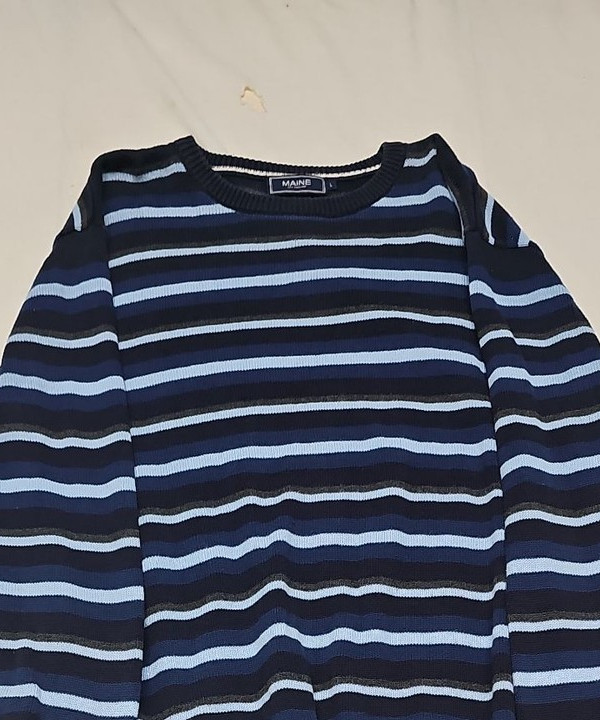 Maine New England Men's Striped Crew Neck Knitted Jumper A17 1397 - Image 7