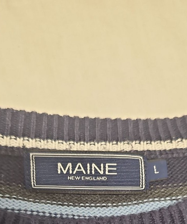 Maine New England Men's Striped Crew Neck Knitted Jumper A17 1397 - Image 9