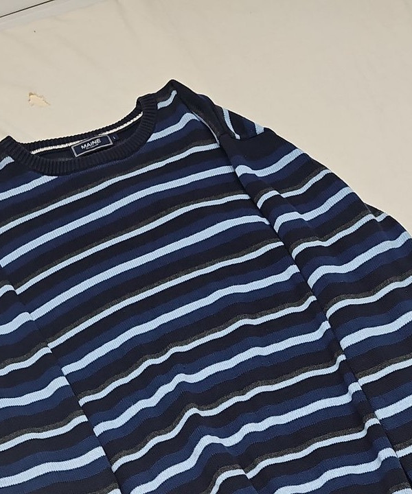 Maine New England Men's Striped Crew Neck Knitted Jumper A17 1397 - Image 11
