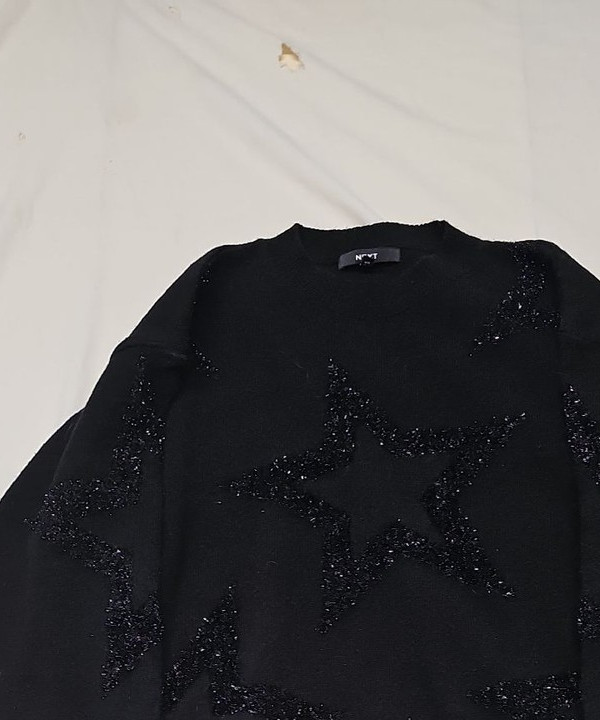 Next Black Star Pattern Sparkle Jumper A16 1391 - Image 7