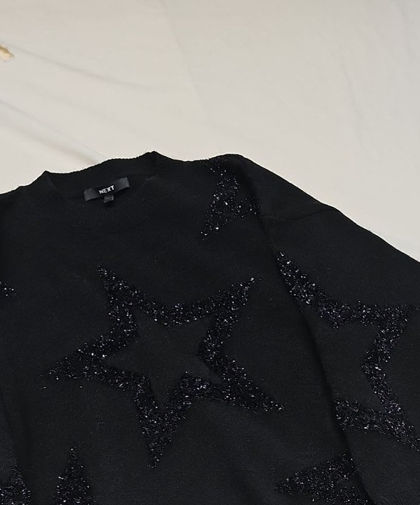 Next Black Star Pattern Sparkle Jumper A16 1391 - Image 11