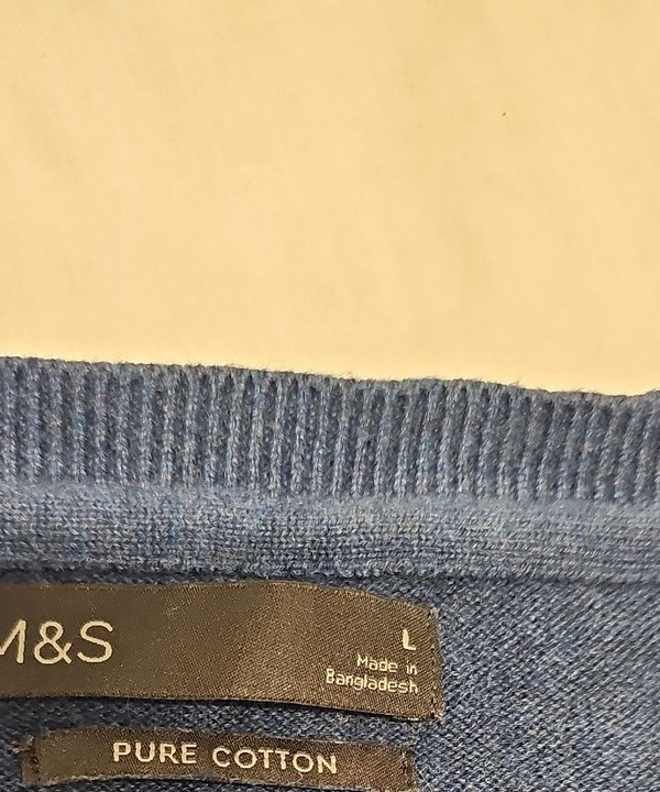 M&S Pure Cotton V-Neck Knitted Tank Top Vest in Denim Blue A16 1390 - Image 9