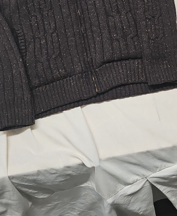 Cherokee Men's Fleece Lined Cable Knit Zip Hoodie Charcoal Grey Speckled W1400 - Image 12