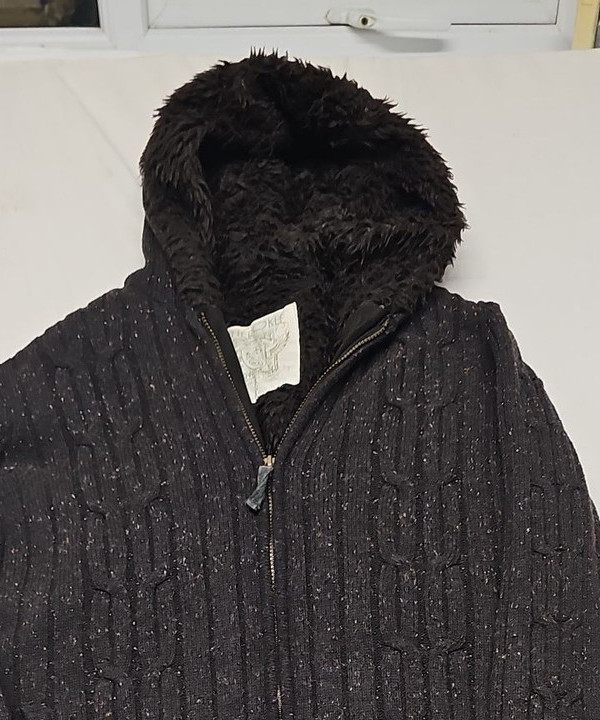 Cherokee Men's Fleece Lined Cable Knit Zip Hoodie Charcoal Grey Speckled W1400 - Image 7