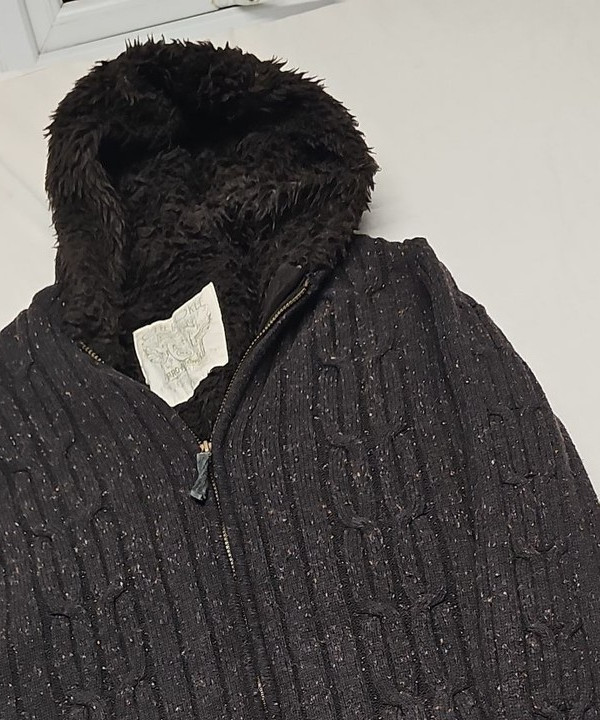 Cherokee Men's Fleece Lined Cable Knit Zip Hoodie Charcoal Grey Speckled W1400 - Image 11
