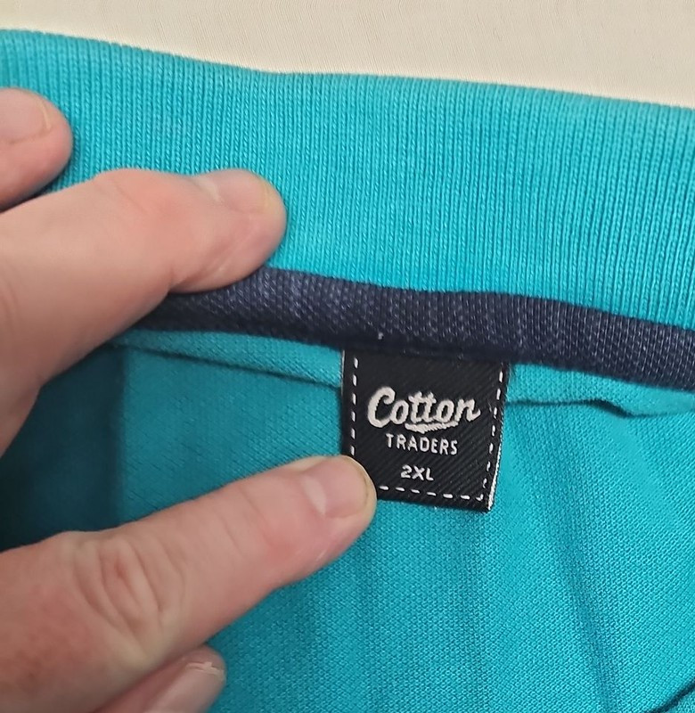Cotton Traders Men's Turquoise Blue Piqué Polo Shirt 2XL A18 1417 - Image 9