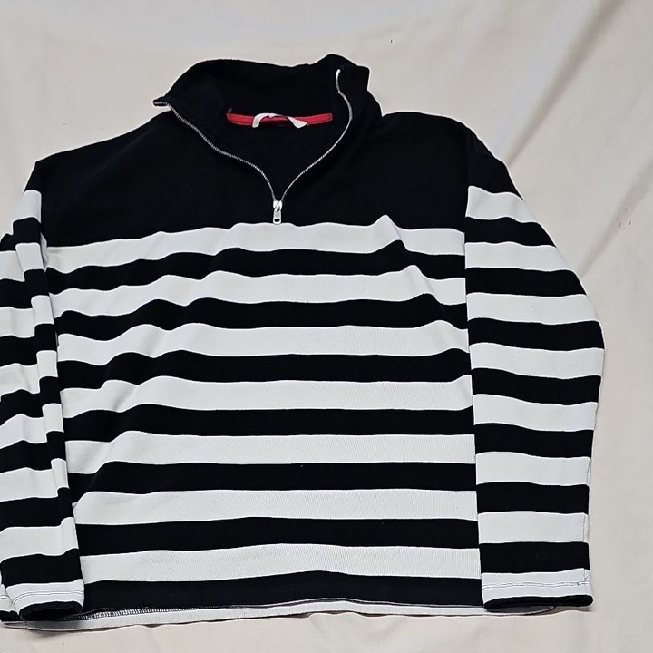 Tu Woman Striped Quarter-Zip Sweatshirt A20 1429 - Image 7