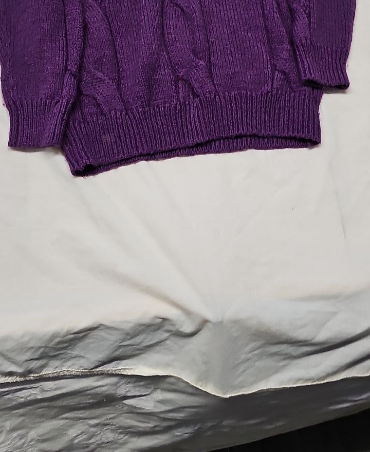 Next Purple Cable Knit V-Neck Jumper Size M A20 1430 - Image 8