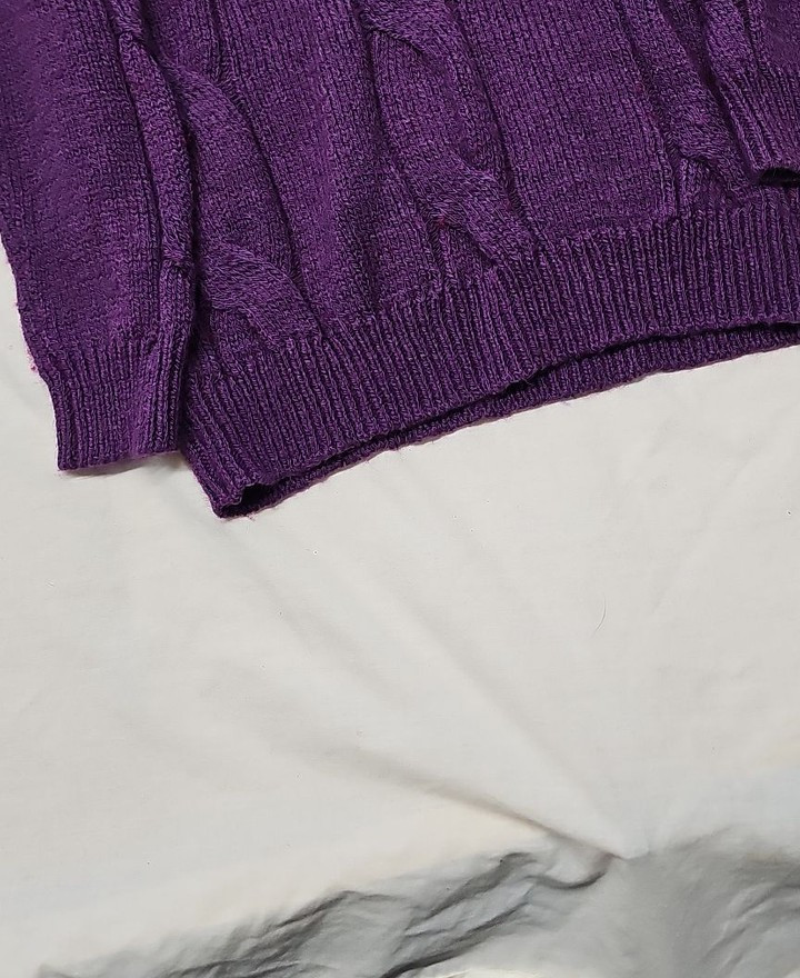 Next Purple Cable Knit V-Neck Jumper Size M A20 1430 - Image 12