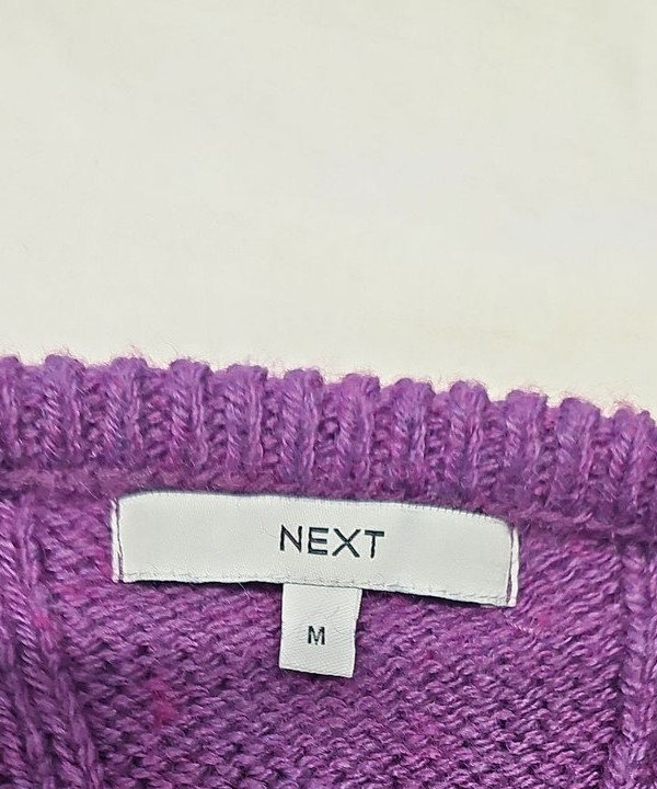 Next Purple Cable Knit V-Neck Jumper Size M A20 1430 - Image 9