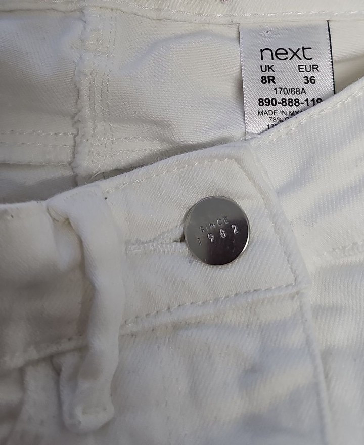Next White Power Stretch Mid-Rise Legging Jeans Size 8R A20 1431 - Image 10