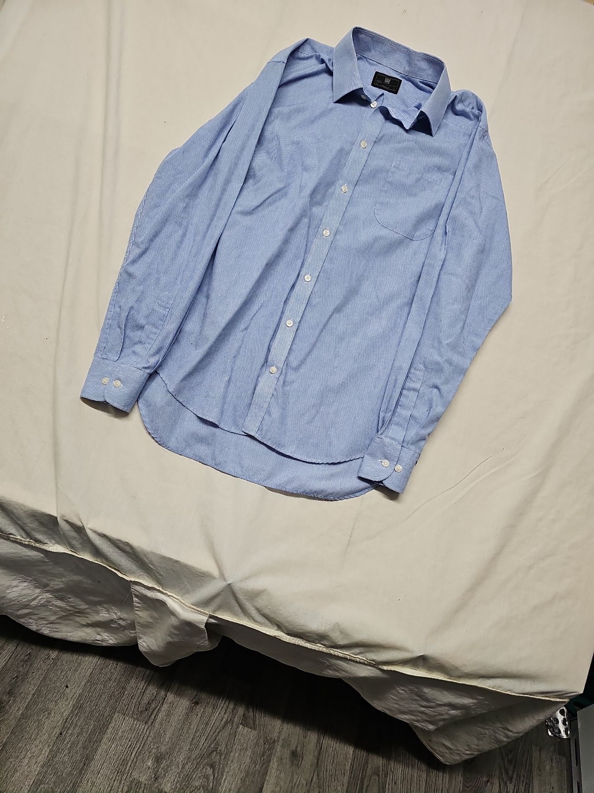 Marks & Spencer Collection Blue Gingham Regular Fit Shirt A9 1335 - Image 3