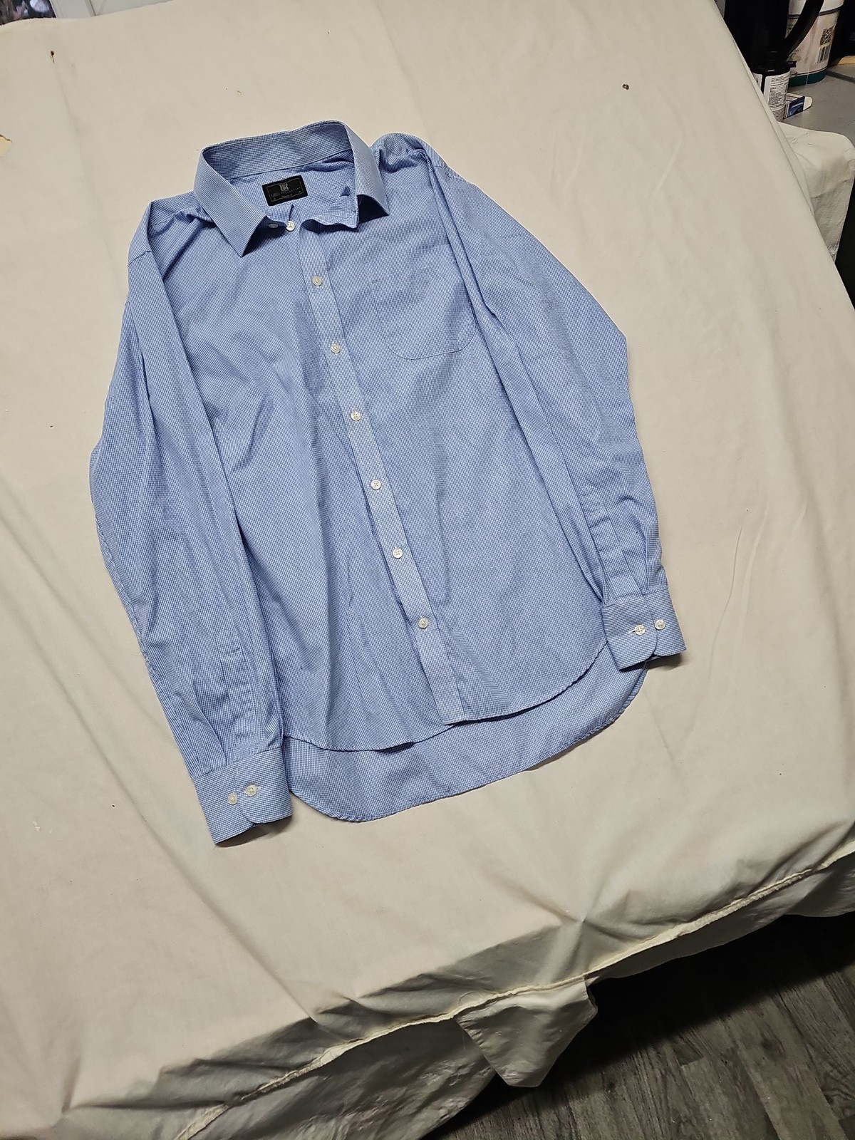 Marks & Spencer Collection Blue Gingham Regular Fit Shirt A9 1335 - Image 4