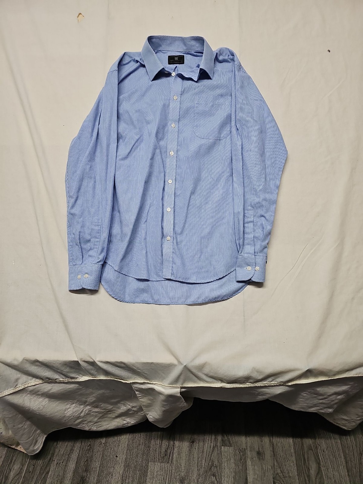Marks & Spencer Collection Blue Gingham Regular Fit Shirt A9 1335 - Image 5