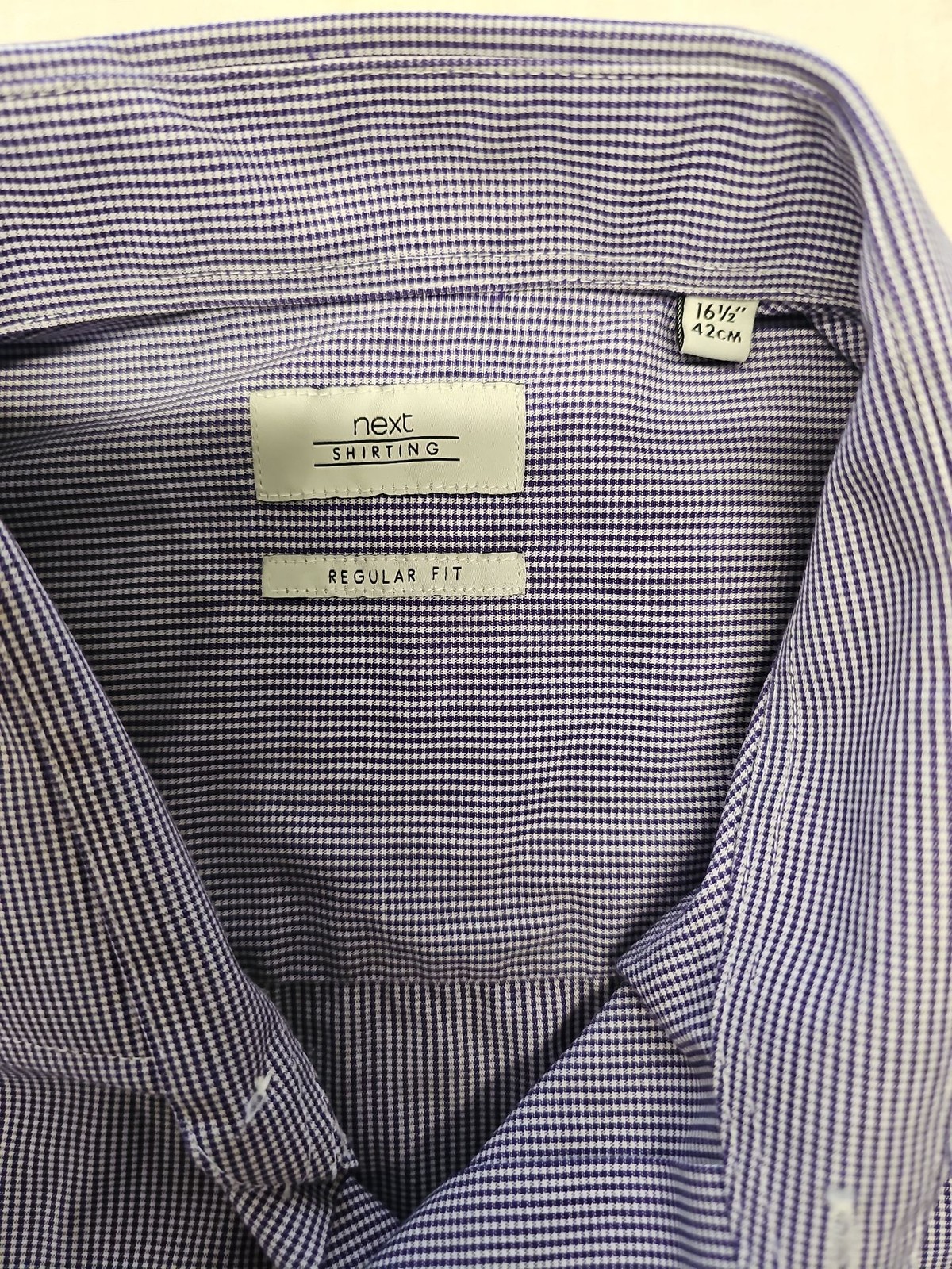Next Shirting Men’s Purple Gingham Check Long Sleeve Shirt16.5″ Regular A9 1332