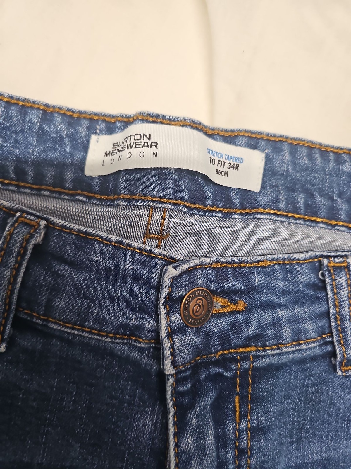 Burton Menswear London Stretch Tapered Blue Jeans – 34R A1243
