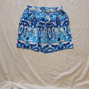 Antica Sartoria by Giacomo Cinque Blue & White Patterned Cotton Shorts L/XL