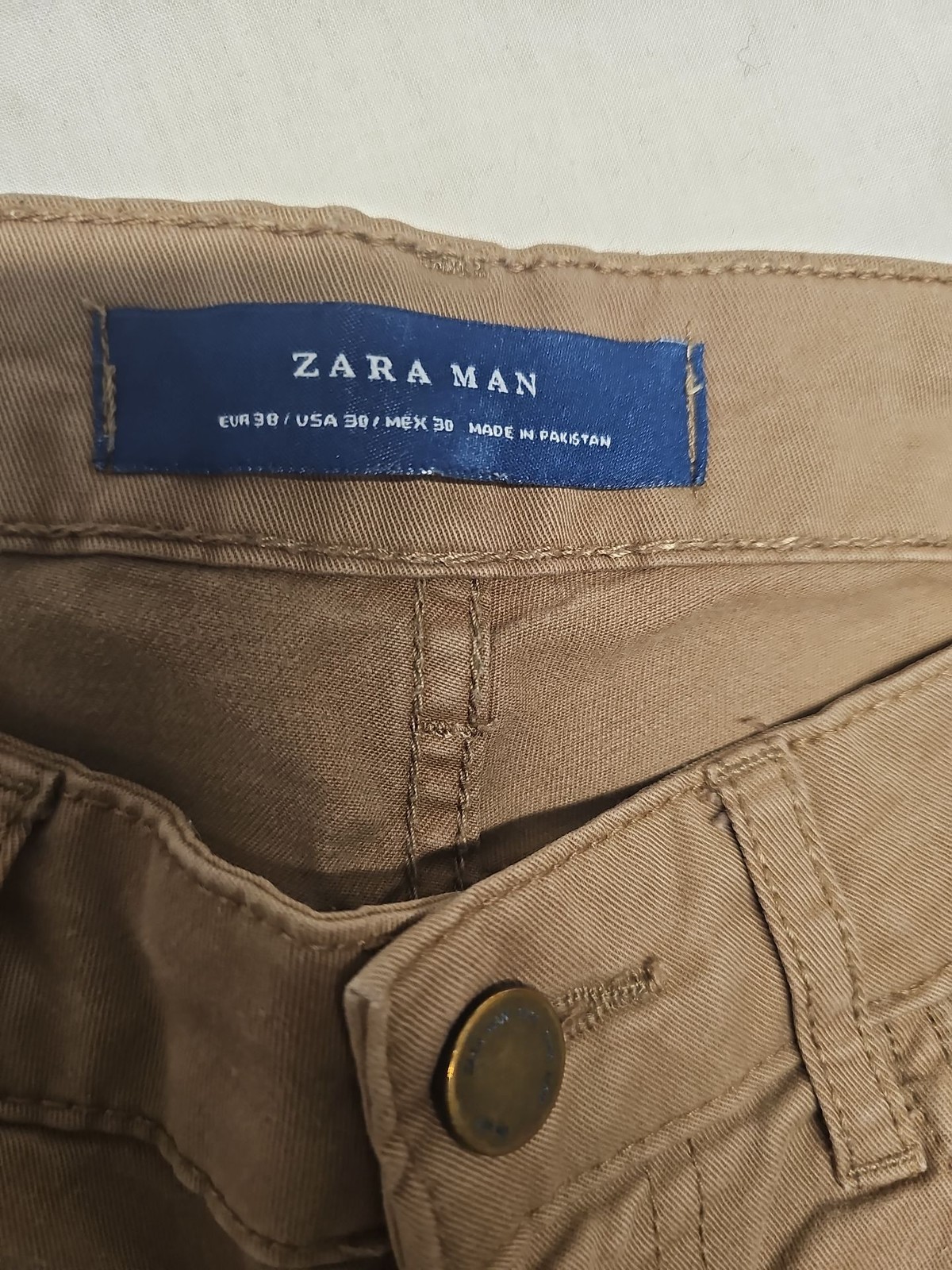 Zara Man Slim Fit Khaki Chinos USA 30 A17 1403