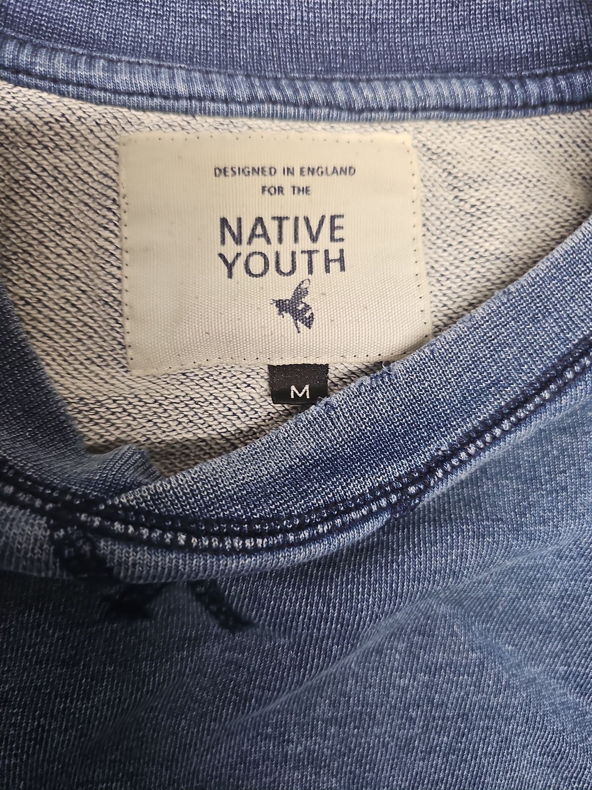 Native Youth Indigo Washed Raglan Sweatshirt A17 1402
