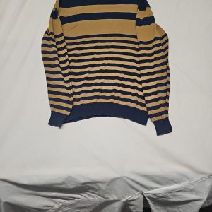 Peacocks Blue and Gold Striped Crew Neck Jumper A17 1401