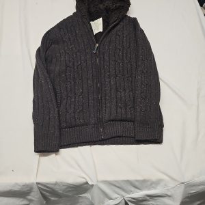 Cherokee Men's Fleece Lined Cable Knit Zip Hoodie Charcoal Grey Speckled W1400