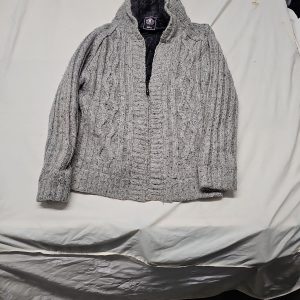 Petroleum XL Vintage Originals Grey Cable Knit  Lined Hooded Cardigan W1439