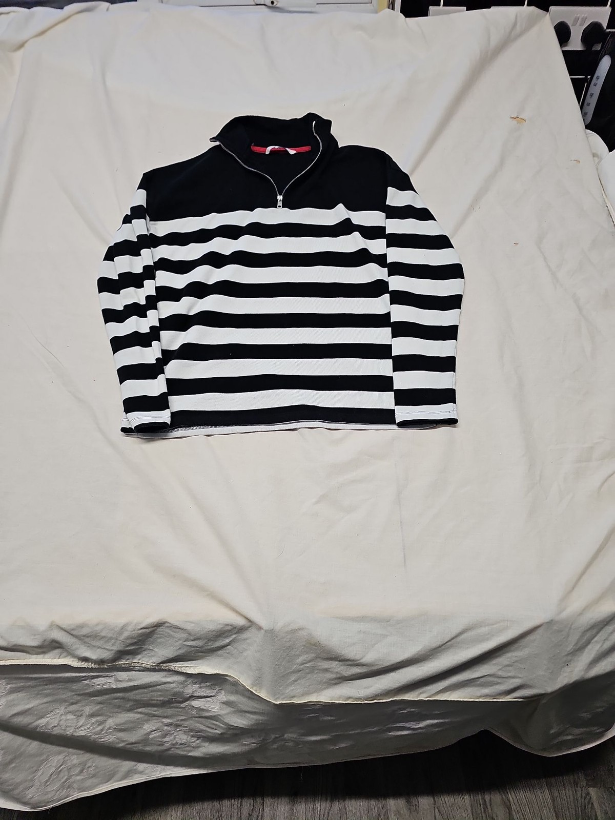 Tu Woman Striped Quarter-Zip Sweatshirt A20 1429