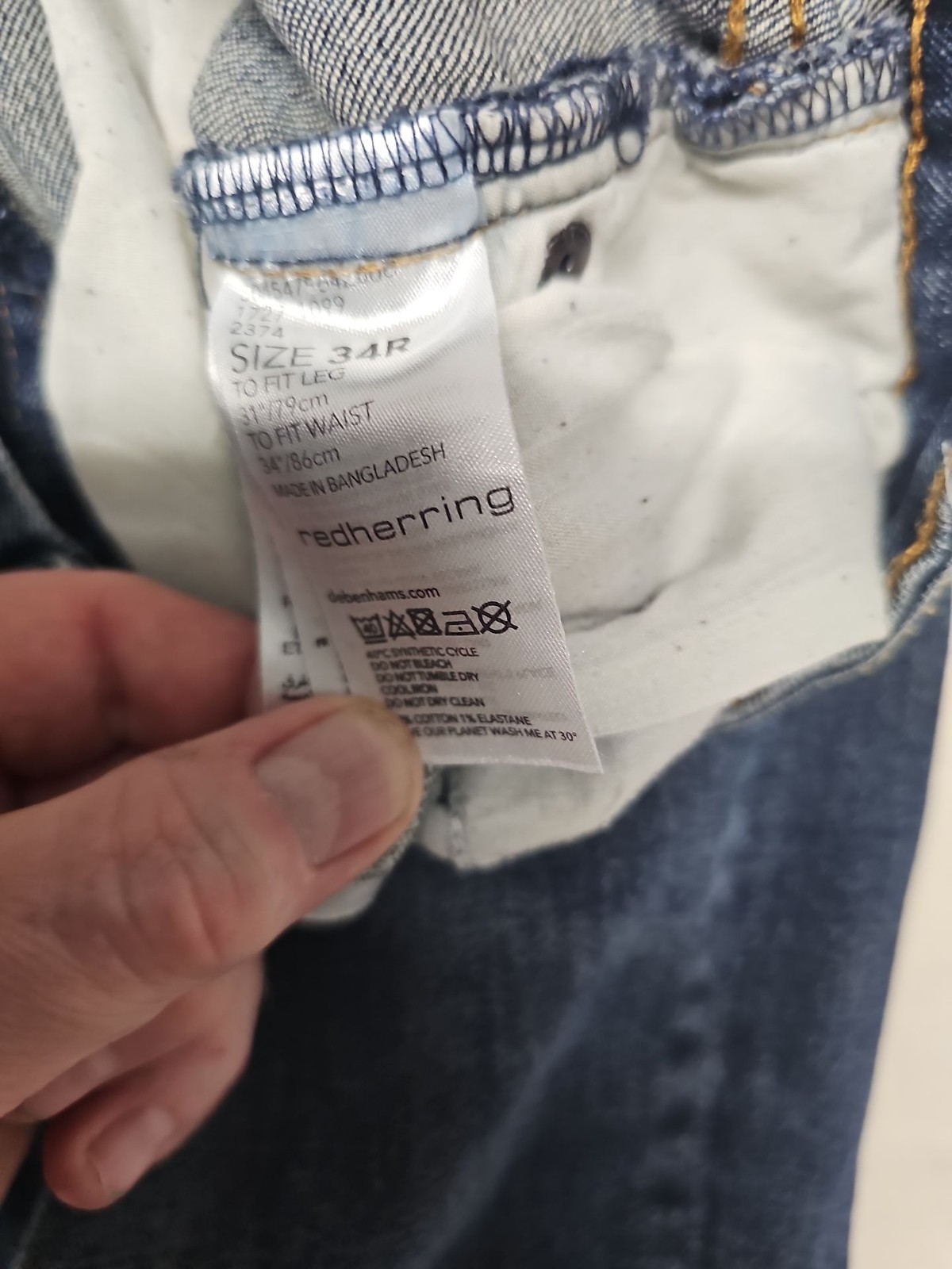 Red Herring Men’s Slim Fit Blue Jeans Size 34R A5 1253